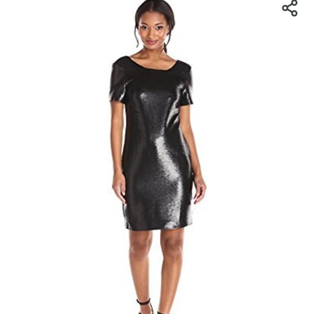 DKNYC Black Sequin Fitted Dress sz 2